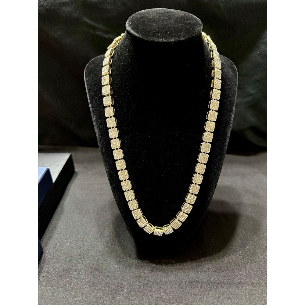 iced out tennis chain necklace vvscz stones gold over stainless 9 mm 22 inch